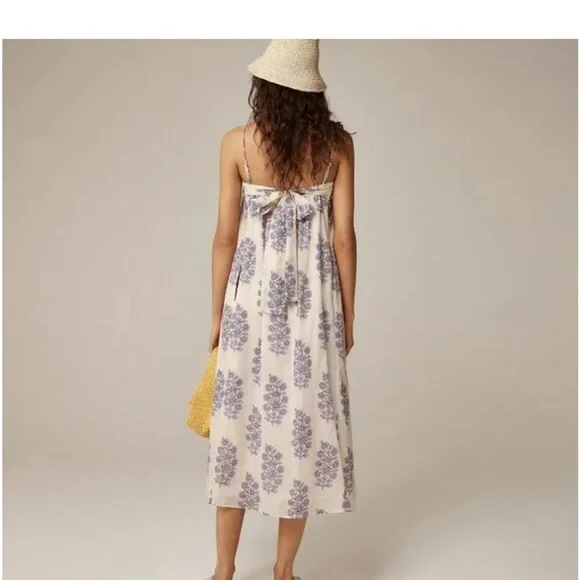 J Crew Floaty Midi Dress in Block-Print Cotton Voile Size XS - Picture 2 of 5